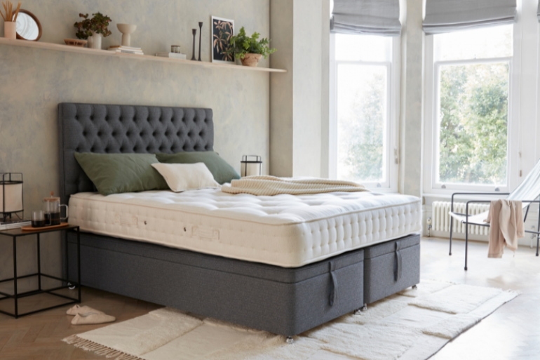 Hypnos Grey Ottoman Divan with Headboard